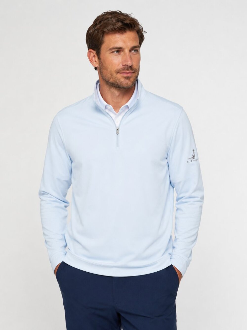 Peter Millar Crown Sport Performance Quarter Zip Pullover Men's XL Blue Golf Sil